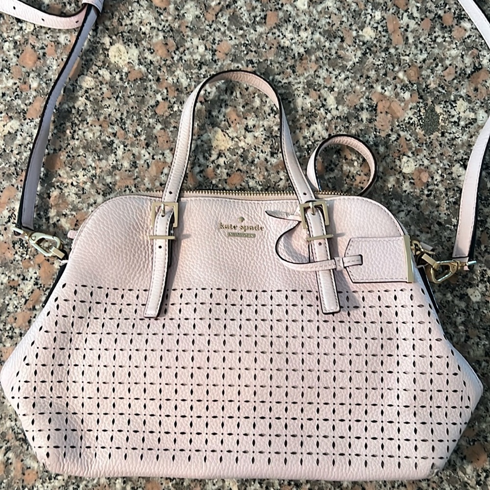 Kate Spade Light Pink Adjustable Shoulder Bag with Flower Print